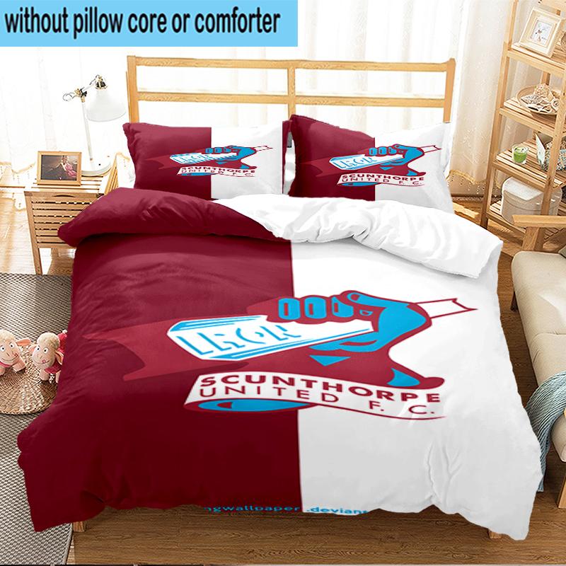 3PCS Scun-thorpe Football Crest Bedding Set,Including 1pc Duvet Cover And 2pcs Pillowcases Perfect for Bedroom, Dormitory, Fan Christmas gift