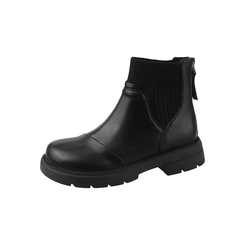 Pelz Plateau Neuheiten Stiefeletten Klobig Im Angebot Schick und Elegant Damen Kurze Schuhe Große Größe Warm Sale Heiß Pu Damen Knöchelstiefel