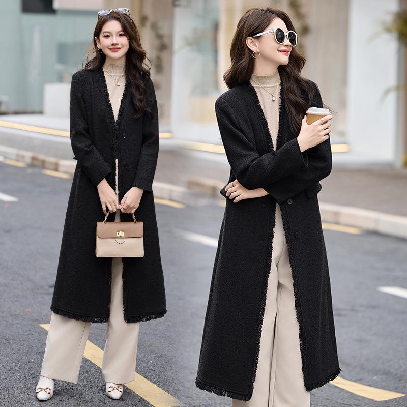 

Женское очень длинное шерстяное пальто - Осень/Зима, Корейская мода, SX3067 XL 120-130 lbs