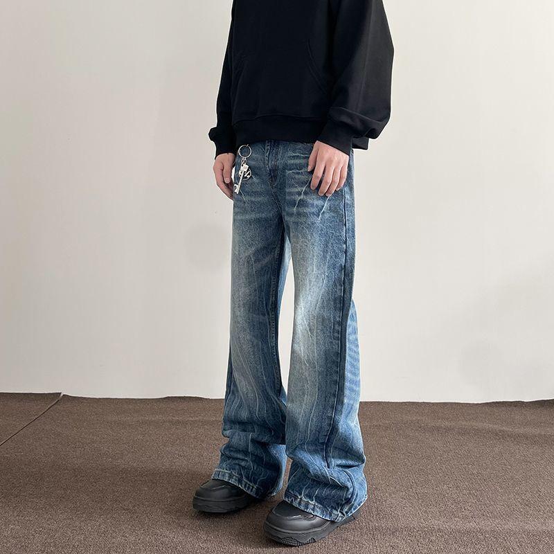 

2024 Мужские модные американские ретро-расклешенные джинсы с эффектом молнии M