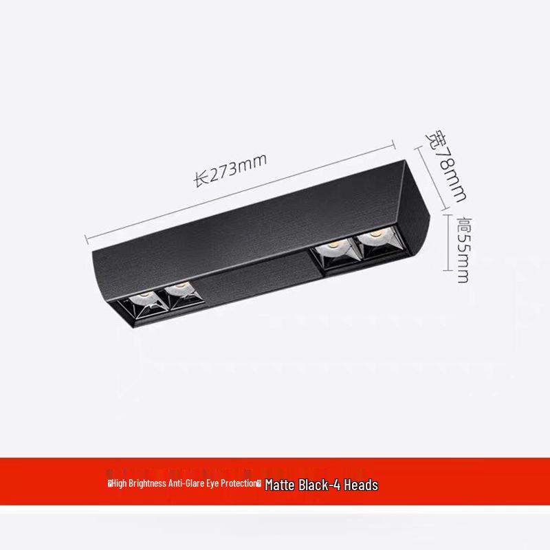 Linear Track Surface-Mounted LED Ceiling Spotlight, 30W, Anti-Glare, 6 Heads for Living Room/Bedroom