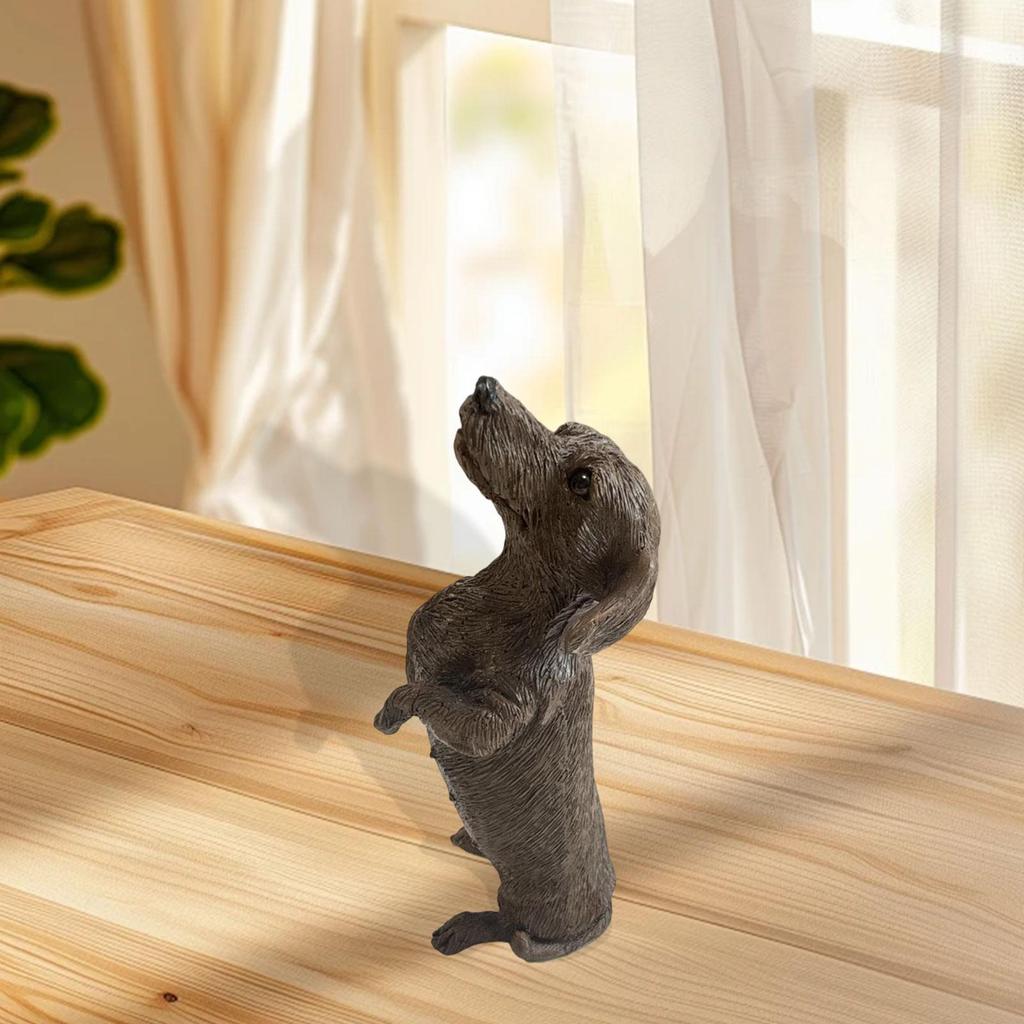 Animal Dog Statue Ornament Resin Realisitc Puppy Figure Home Decor Dog Model Figure for Office Desktop Garden Entry Living Room