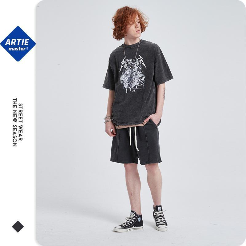 ARTIE Men's Harajuku Style Dark Rock Short Sleeve Cotton T-Shirt