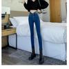 Winter Jeans High Waist Button Slim Women Fleece Skinny Elasticity Thickening Warm Velvet Female Little Feet Pencil Denim Trouser