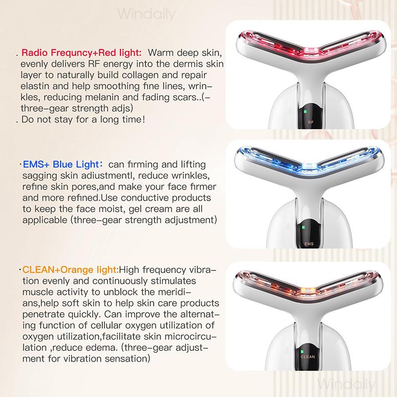 Gesicht Hals Lifting Gerät Vibration EMS Gesichtsmasseur LED Lichttherapie Maschine Hautstraffung Faltenentferner Hautpflege Werkzeuge