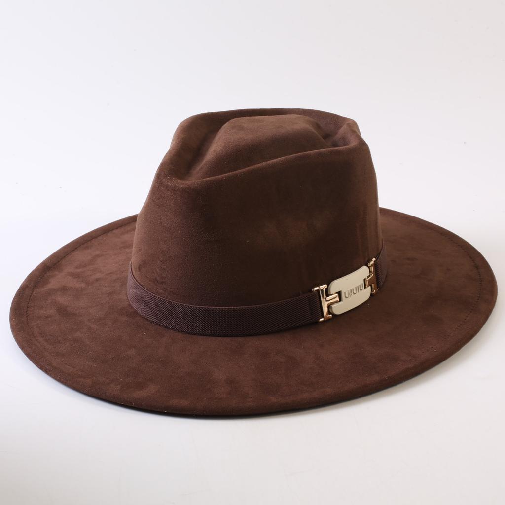 Pălărie de top cu boruri mari din piele de căprioară, stil european și american popular, pălărie western de cowboy, modă clasică pentru bărbați și femei