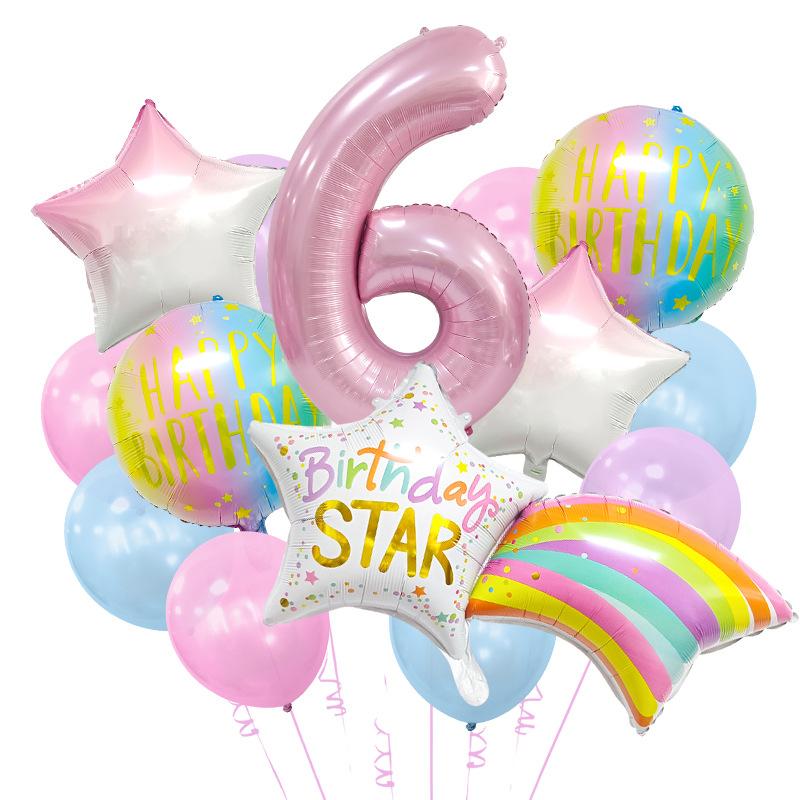 Gradual Change Meteor Color Hui Tail Aluminum Film Balloon Package Birthday Party Dream Scene Arrangement Atmosphere Decoration