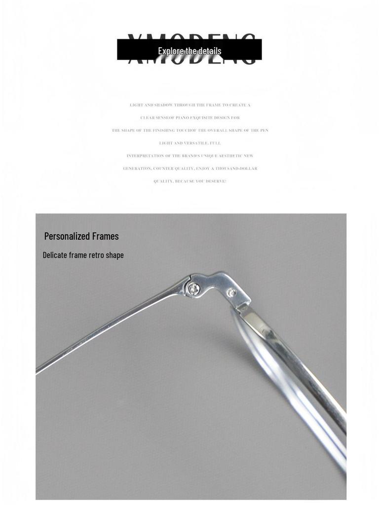 Pure Titanium Myopia Eyeglass Frames, Thin Metal Rim, Fashionable & Prescription-Compatible