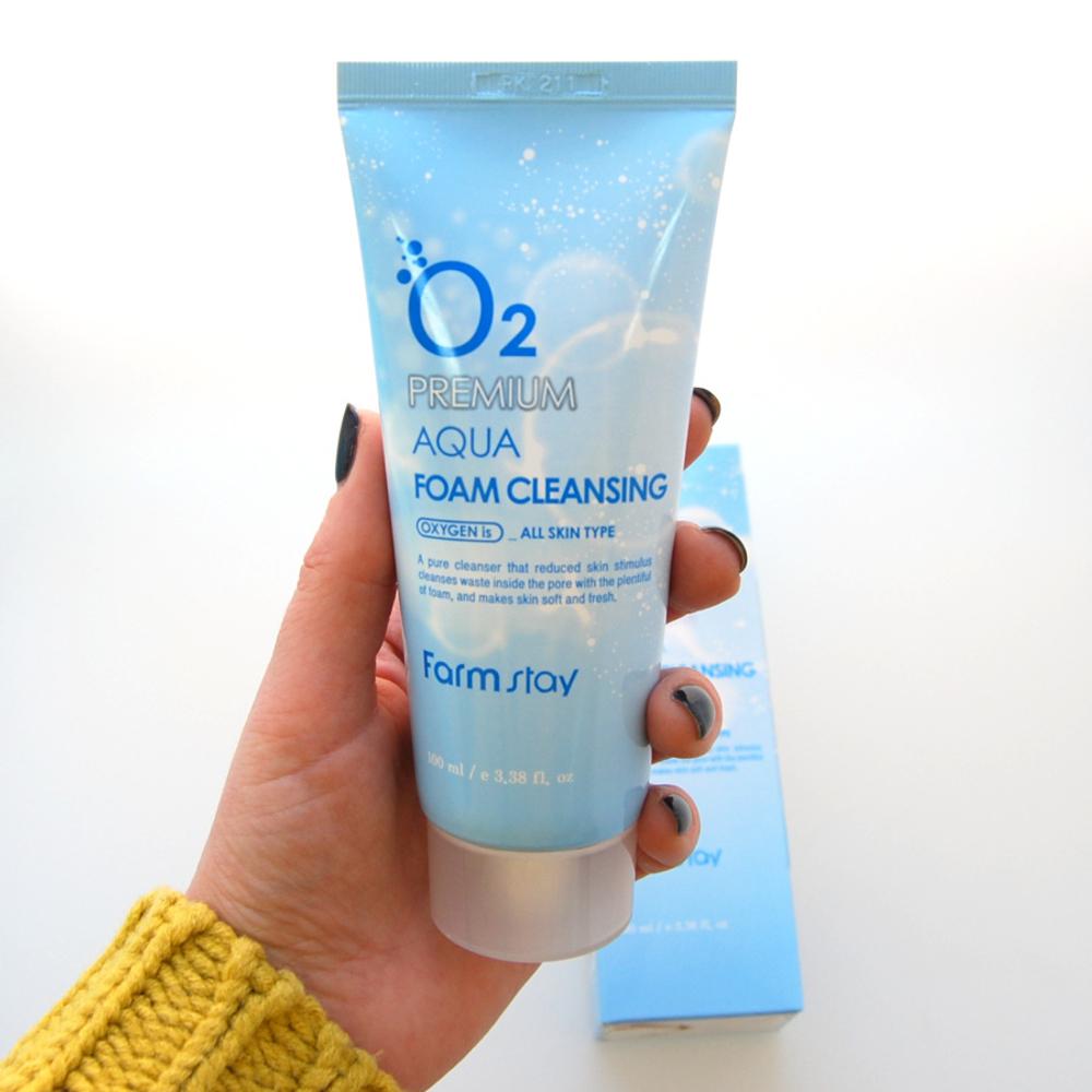 

FARMSTAY O2 PREMIUM AQUA FOAM CLEANSING, Увлажнение, Корейская косметика, Kbeauty, образец