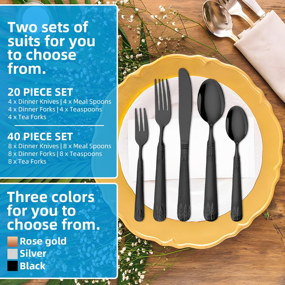 40 Pieces Silverware Set Premium Stainless Steel Flatware Set Service for 5 Include Fork Knife