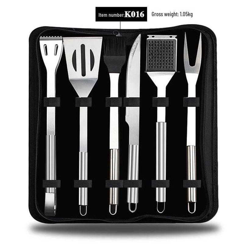 Meigo Stainless Steel BBQ Tool Set, 32 Pieces, with Portable Cloth and Aluminum Case Options, New.