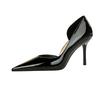 8cm Style Fashion Simple High Heels Women's Shoes Thin Heels High Heels Shallow Mouth Pointed Side Hollow Patent Leather Single Shoes Women