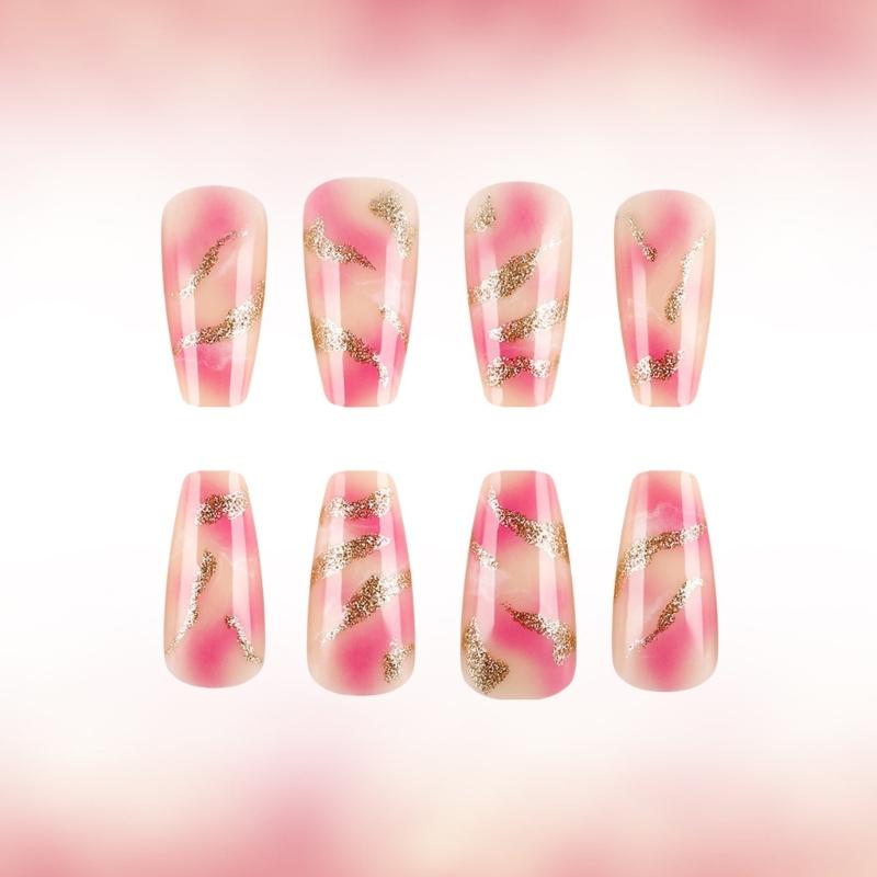 Press on Nail Ballerinas Coffin Fake Nail Designs Stick on Nail Full Cover False Nail Acrylic Glues on Nail for Womens
