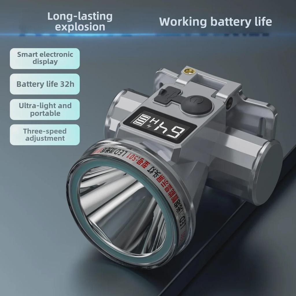 Oppladbar Vanntett LED Hodelykt for Nattfiske - Supersterk, Langvarig og Langtrekkende