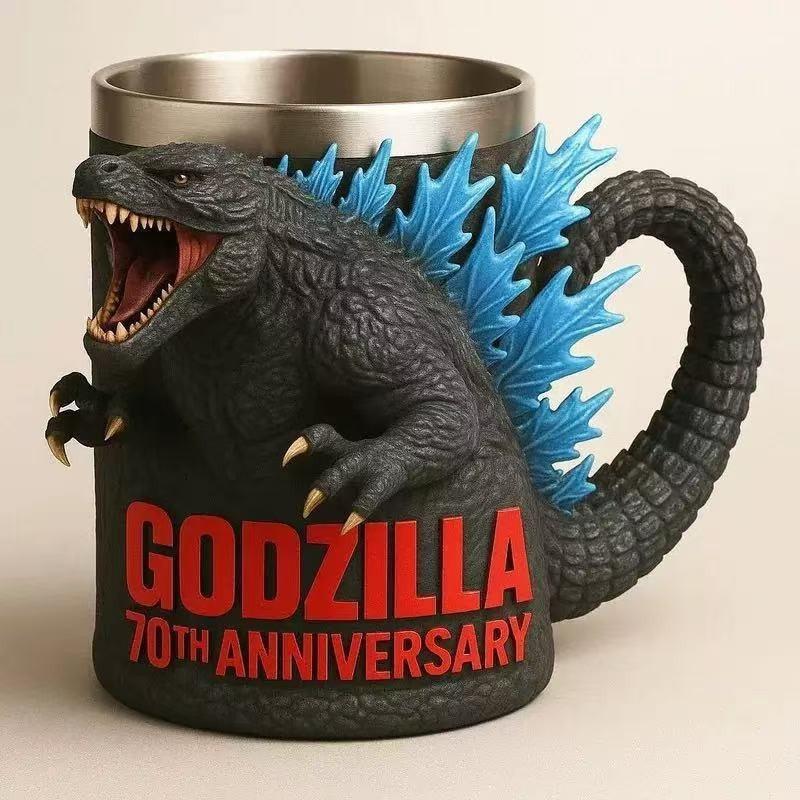 6 Types Godzilla Anime Peripheral Model Ornament Water Cup Godzilla 70th Anniversary 3D Resin Mug Cartoon Coffee Cups Kids Gift