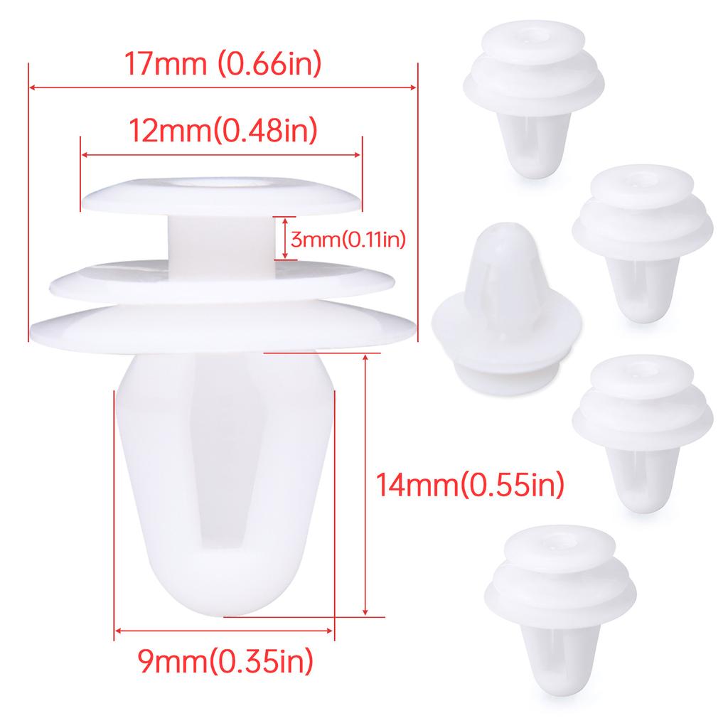 50pcs Universal Automobile Bumpers Hole White Car Door Trim Panel Clip Plastic Auto Fastener Clips Rivet Auto Fasteners For Cars