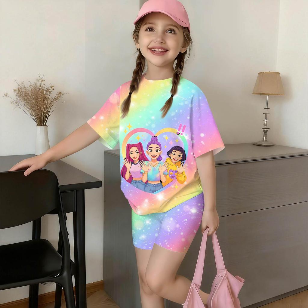 Infant Baby Girls Boys Loose Print T-shirt+Pants Print Outfits Set