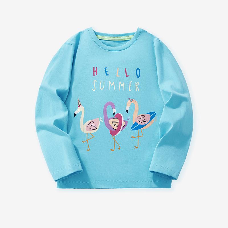 

Футболка с длинным рукавом для девочек в европейском и американском стиле с принтом лебедей - Осень/Зима 5Y (110cm)