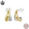 Aifle Daily Contrast Color Double Ring Earrings - S925 Sterling Silver Plated Platinum Jewelry for Women