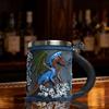 Cup Mug 420ml Large Capacity Dragon-Shaped Coffee Mug with 304 Stainless Steel Inner Tank Resin Exterior Medieval Themed Drinkware