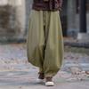 Johnature Women Vintage Bloomers Pants Solid Color Loose Trousers Winter Elastic Waist Chinese Style Pants