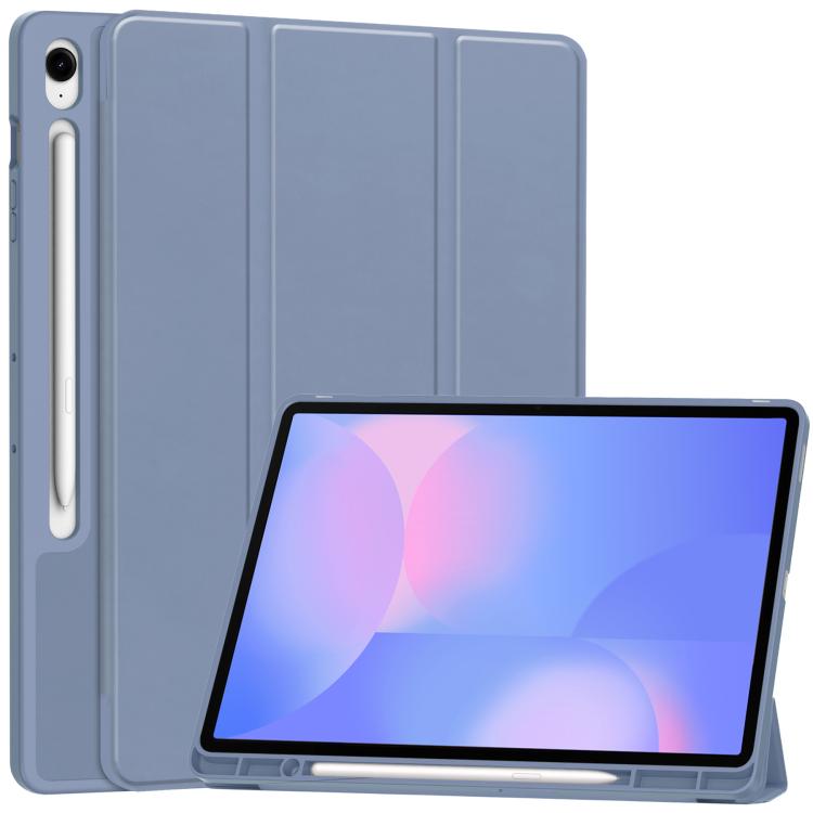 3-Fold Pure Color TPU Smart Leather Tablet Case with Pen Slot