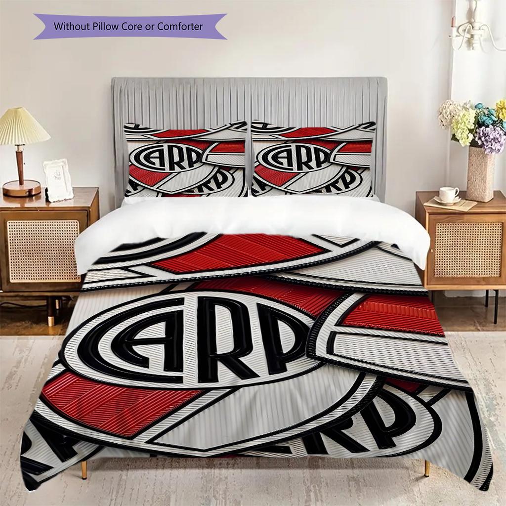 River Plate Logo Pattern Bedding Quilt Set Quilt Cover Pillowcase Home Decoration Birthday Gift (1 * Duvet Cover + 2 * Pillowcase, Without Core)