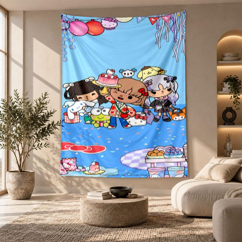 Decorative Tapestry,Toca Boca Printed Wall Art, Lightweight Wall Hanging For Bedroom Background
