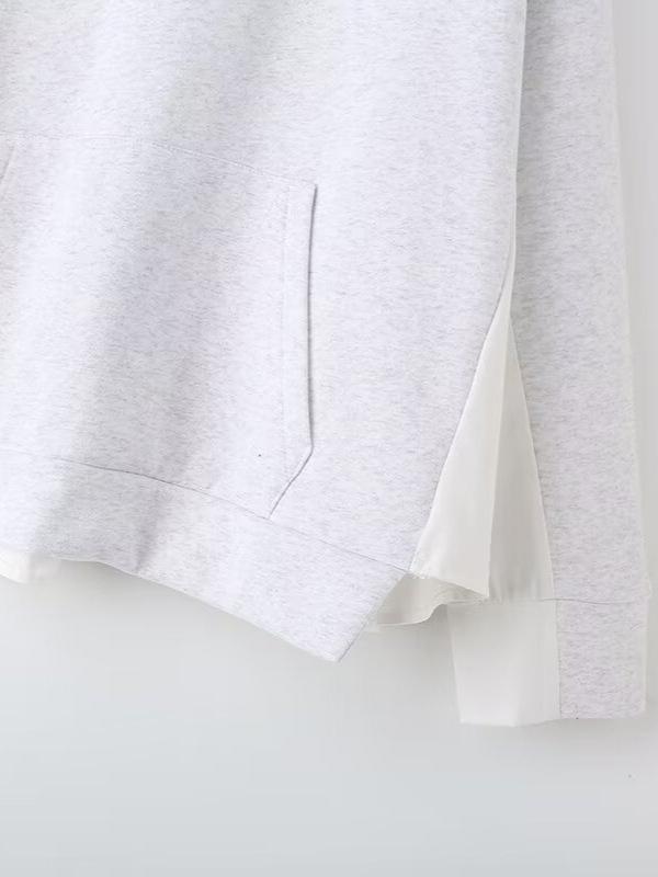 Cross-Border Women's Chic Hooded Patchwork Sweatshirt - French Design