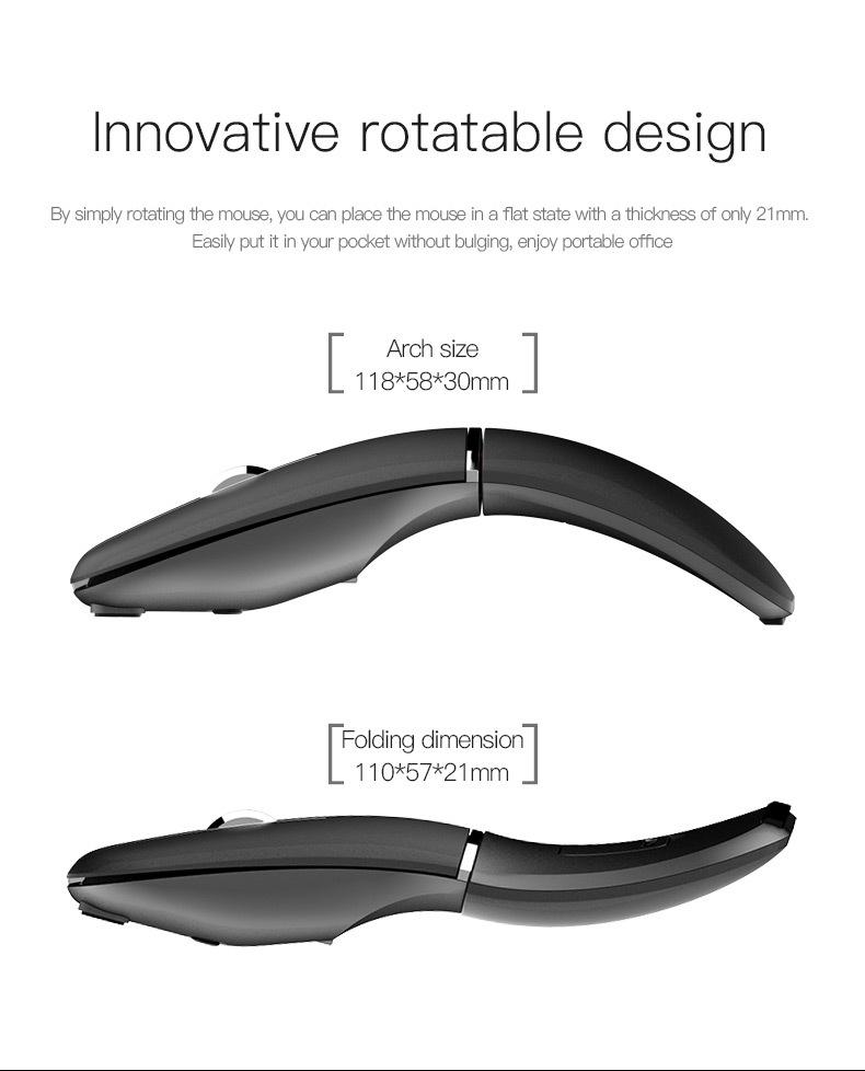 Rechargeable Dual Mode Arc-Shaped Rotatable Bluetooth Wireless Mouse