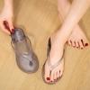 Crystal Herringbone Slippers for Women's Flat Outdoor Slippers, Solid Color for Women's Home, Jelly Colored Beach Slippers