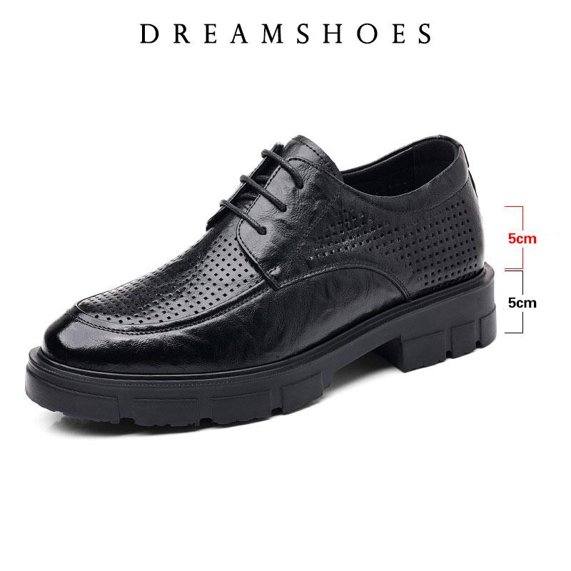 

Новая платформа Увеличение роста Туфли Лоферы Мужские Туфли на толстой подошве Свадебные туфли Формальные Деловые Кожаные Повседневные Туфли на шнуровке 44