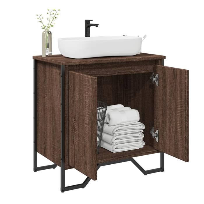 VidaXL Armoire lavabo de salle de bain chêne marron 60x35x60 cm, placard lavabo de salle de bain, meubles de salle de bain, 848658
