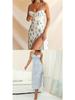 2026 Spring European & American Women's Sexy Printed Lace-up Slit Camisole Dress