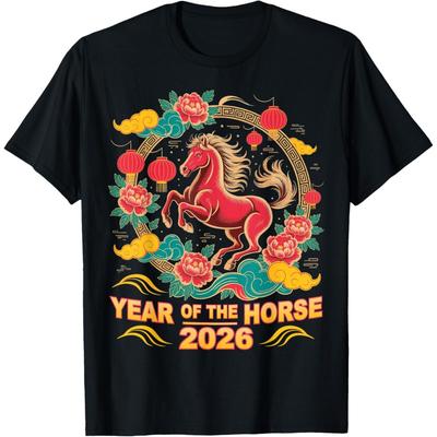 2026 Chinese Lunar New Year Unisex Women T Shirt 2026 Year of The Horse TShirt New Year Gifts Y2k Tops Vintage Women Clothing