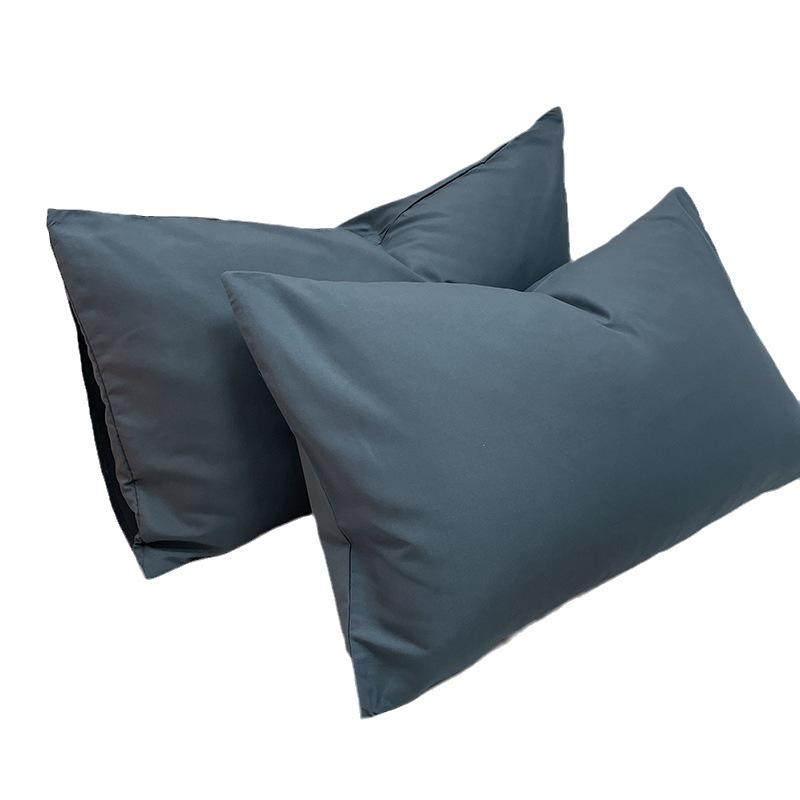 Sada 2 povlaků na polštáře z prané bavlny 48x74cm, kartáčovaná jednobarevná