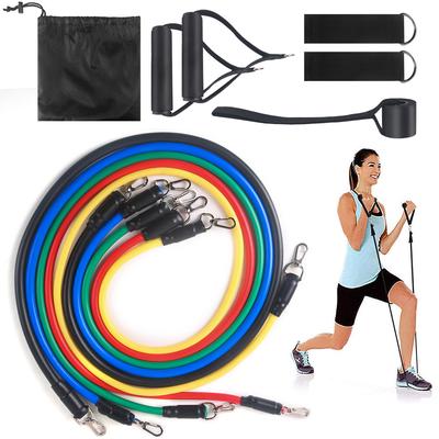 Fitness Weerstandsband+Spankoord En Elastisch Koord Krachttrainingsset Multifunctionele Spanapparatuur+vijf Kleuren 11-delige Set