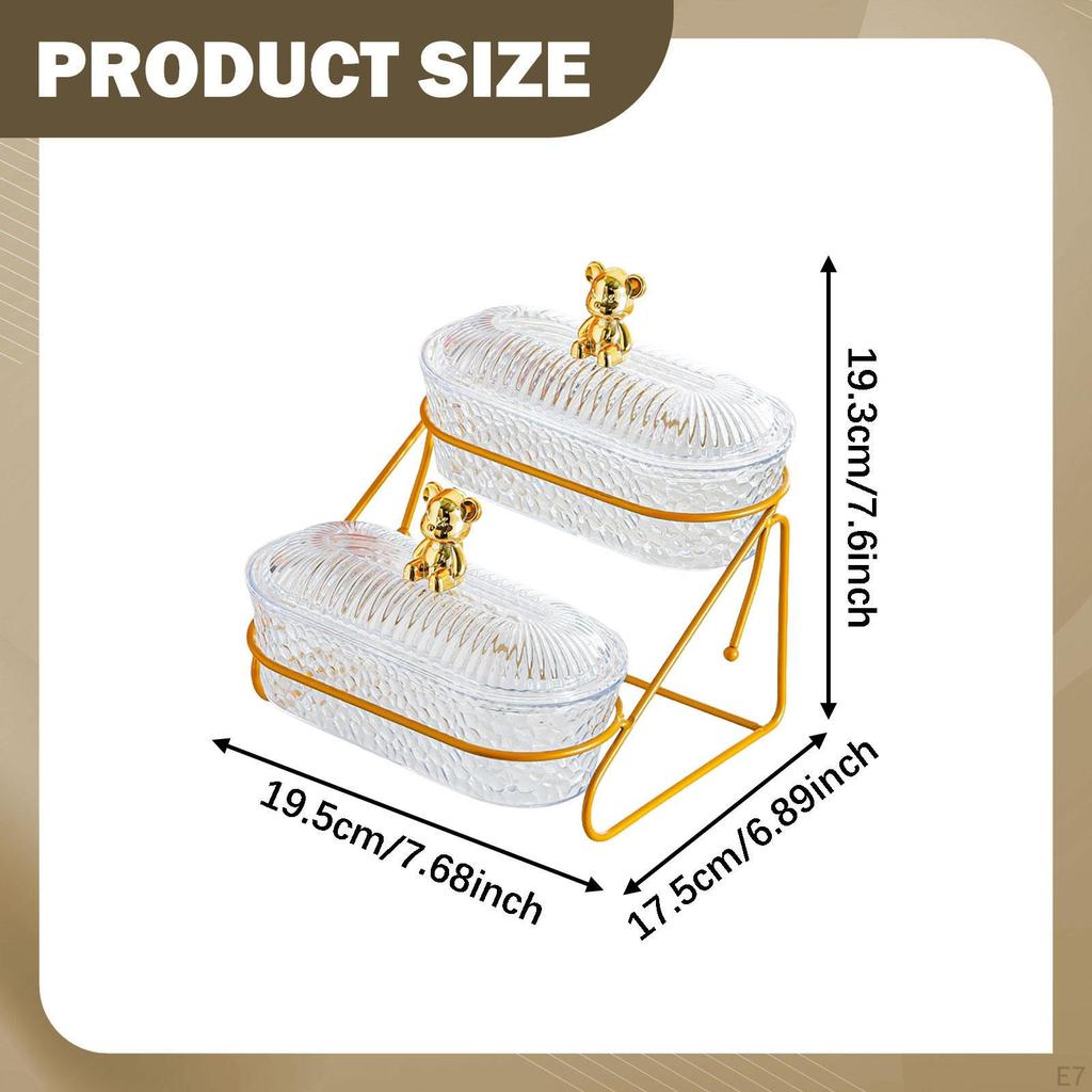 Fruit Basket Appetizer Platter 2 Tier Elegant Countertop Organizer Bowl Tiered Serving Tray