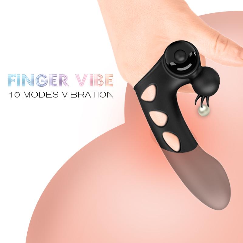 Silicone Finger Sleeve Vibrator For Women 10 Mode Vibrating G-spot Clitoris Anus Stimulator Adult Sex Toys Lover Couple Sex