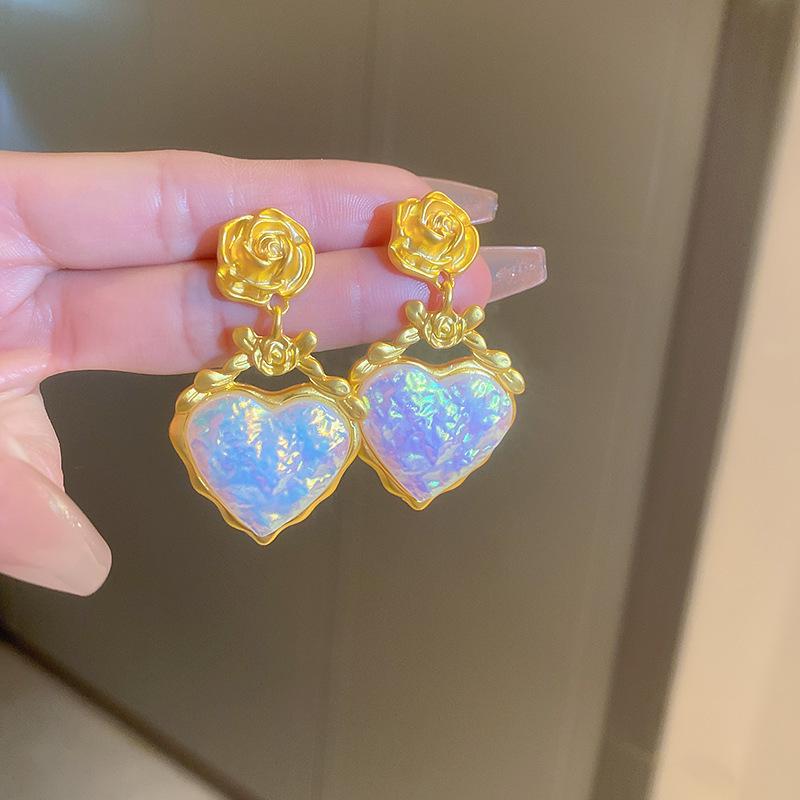 Silver Needle Vintage Pearl and Rhinestone Flower Earrings - French High-End Niche Court Style