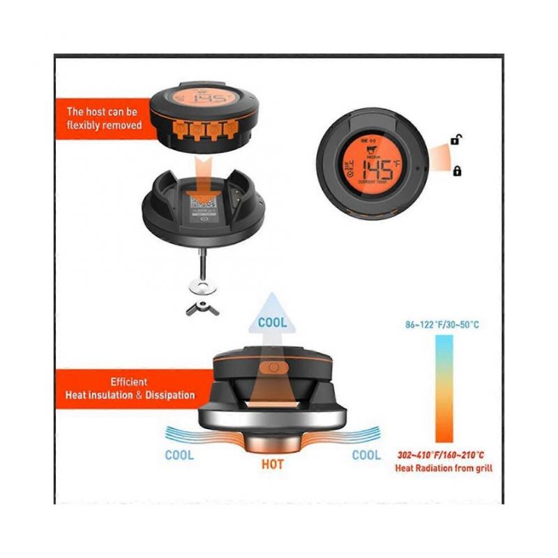 Food Cooking Bluetooth Wireless BBQ Remote Thermometer Probes Smart Digital Bluetooth Barbecue Therm