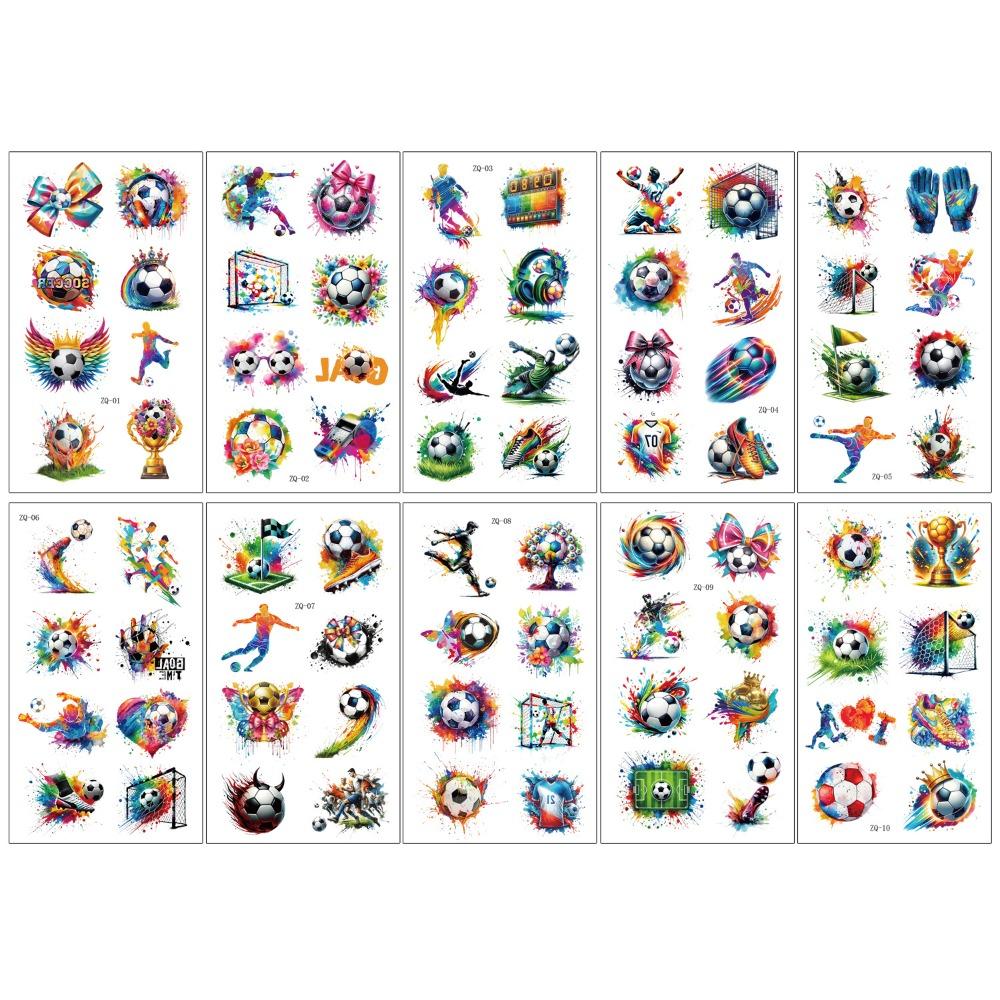 10Pcs Waterproof Football Tattoo Sticker Removable Water Transfer Tattoo Sticker  Sports Event