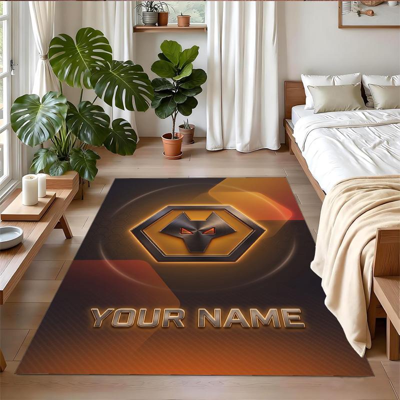 Crystal Velvet Rug Custom Name Text, Soft Non Slip Floor Mat Home DecorWolverhampton Wanderers Football