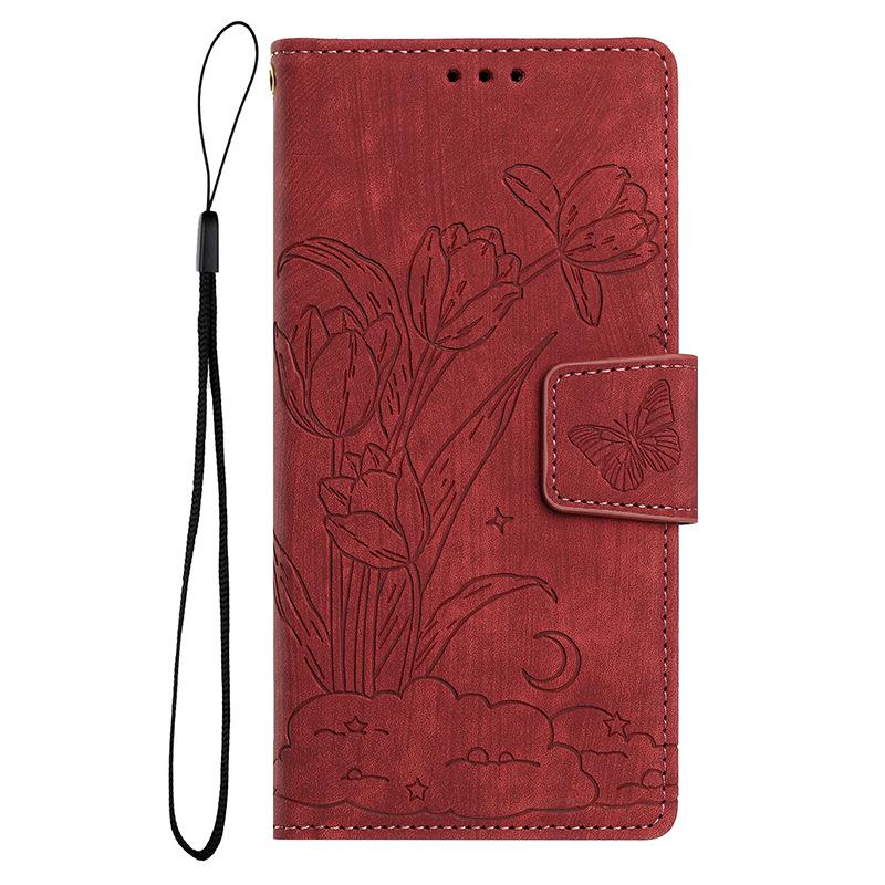 Anti-fall Embossed Leather Phone Case for Sharp AQUOS Wish 5, Fujitsu Arrows We 3, Kyocera, ZTEN