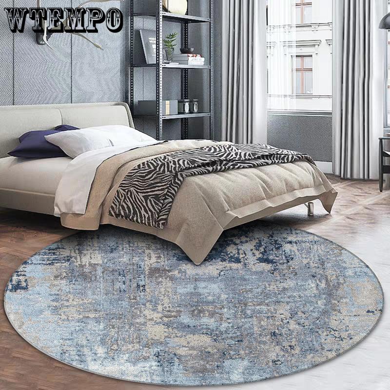 Circular Carpet Blue Grey Ink Painting Living Room Bedroom Hanging Basket Chair Circular Carpet