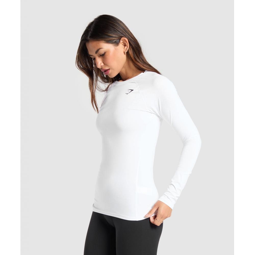 Gymshark Training Baselayer Long Sleeve Top White B1a9l Wbbm