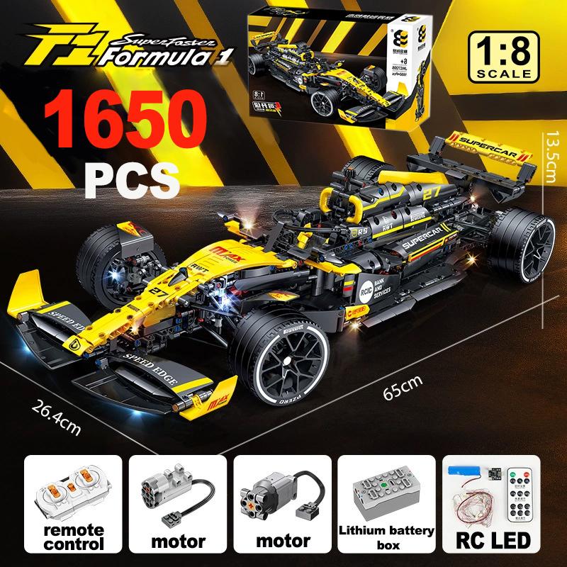 MOC Technical JKC7205 Racing 1:8 Rennfahrer 27 Formel Baustein Fernsteuerung Beleuchtung Rennen Renault F1 Spielzeug Geschenk für Kinder