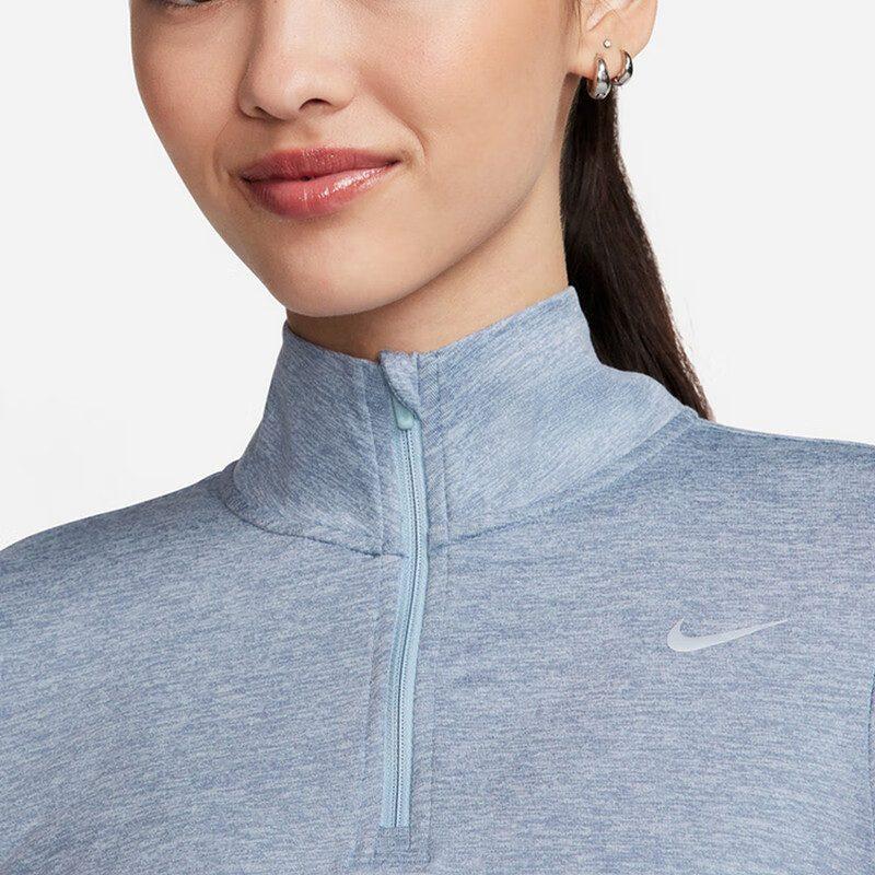 Nike T Shirts Women's Sky Blue Stand Collar Moderate Straight Fit FB4317-440