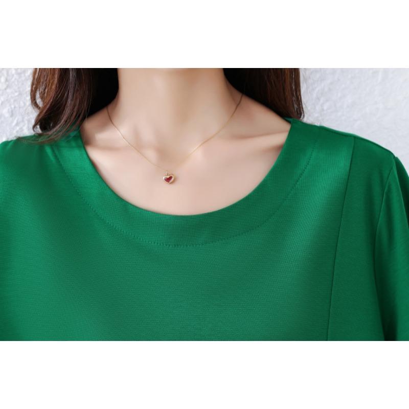 DIMANAF 2025 Summer Plus Size New Oversized T-Shirt Solid Casual Women Loose Basic Tops Tees Fashion Shirt