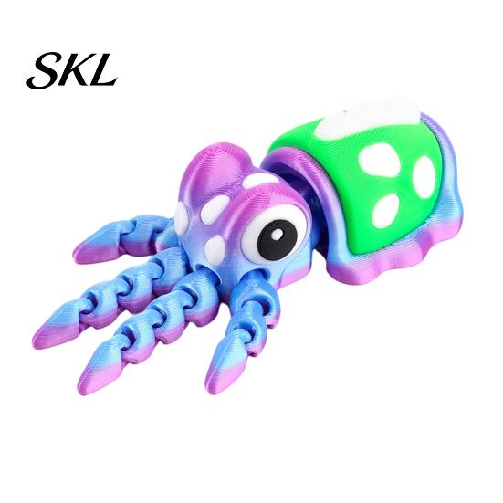 Colorful Desktop Figurine 3D Printed Animal Figures, Articulated Flexible Squid Model Sensory Stress Relief Fidget Toy Toy, Collectible Ocean